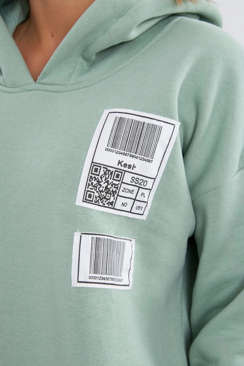 Hoodie with dark mint patches