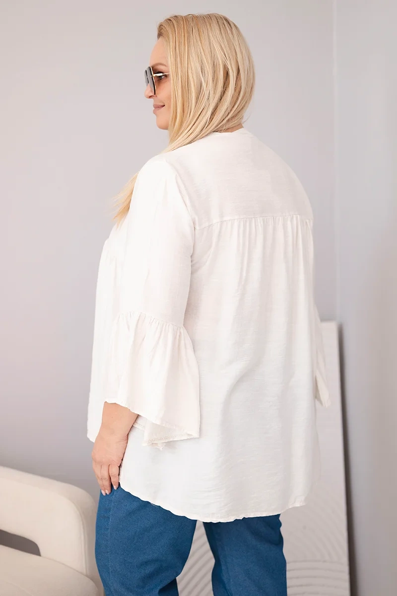 Plus Size dámska blúzka Kesi s volánovými rukávmi