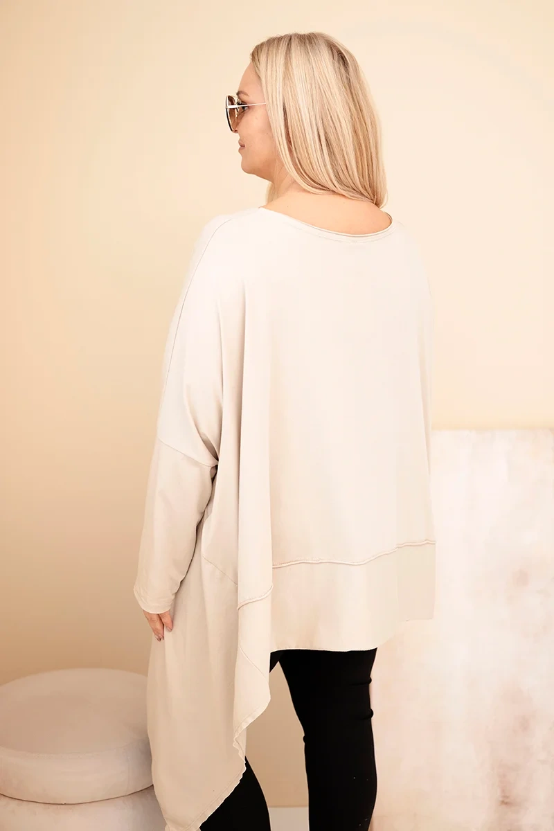 Kesi Dámska tunika Plus Size z bavlny s asymetrickým spodkom béžová