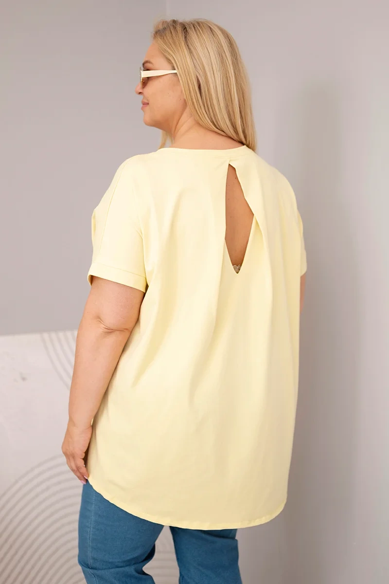 Kesi žltá plus-size blúzka s krátkym rukávom