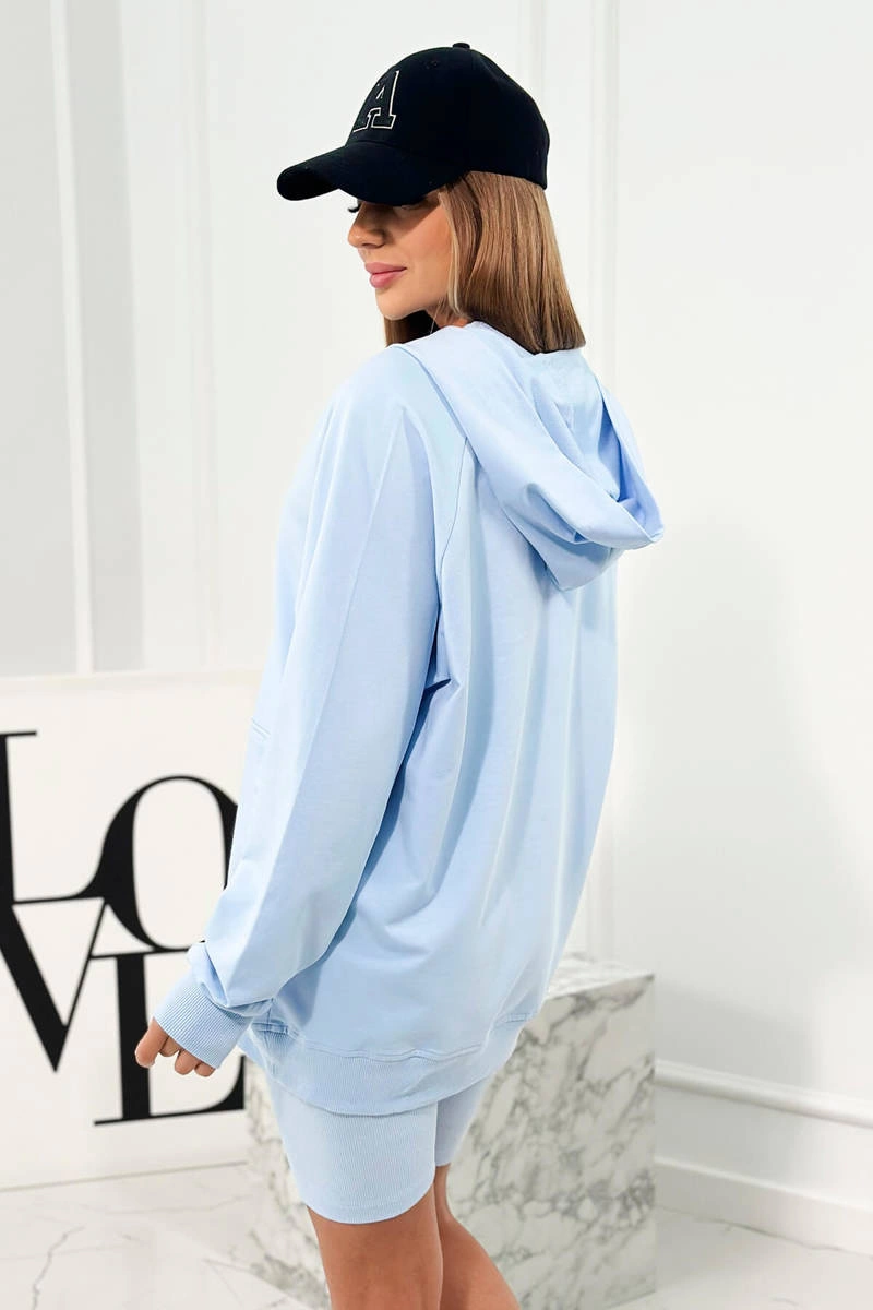 Set of 3-in-1 sweatshirt, top and short leggings blue