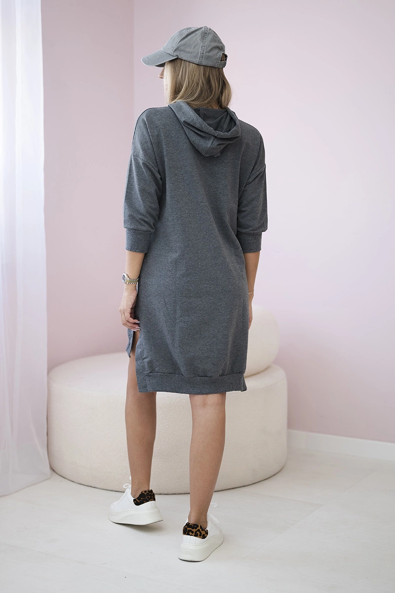 Dress with a hood and a longer graphite back
