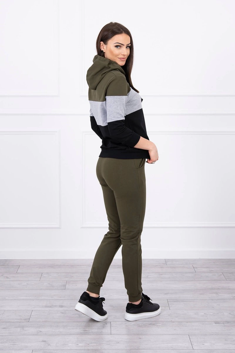 Kesi Set with colorful stripes khaki+gray