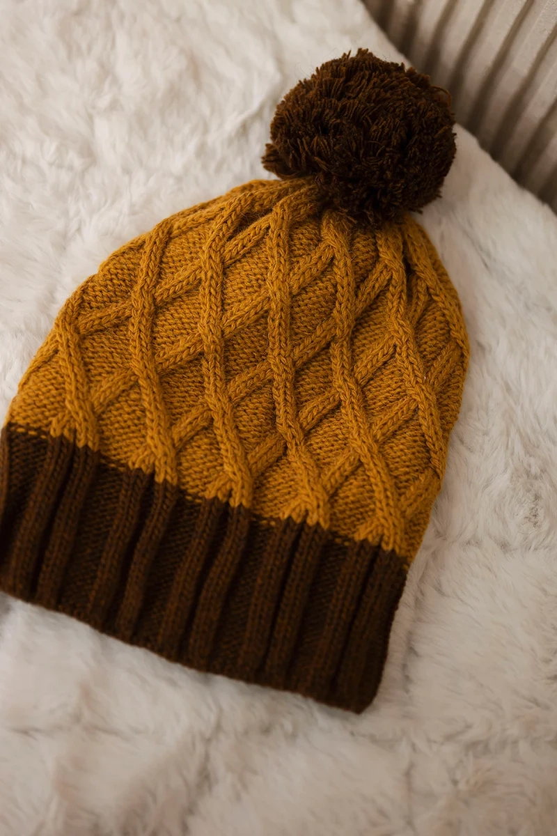marka niezdefiniowana Cap with fleece Milano K203 mustard melange+brown