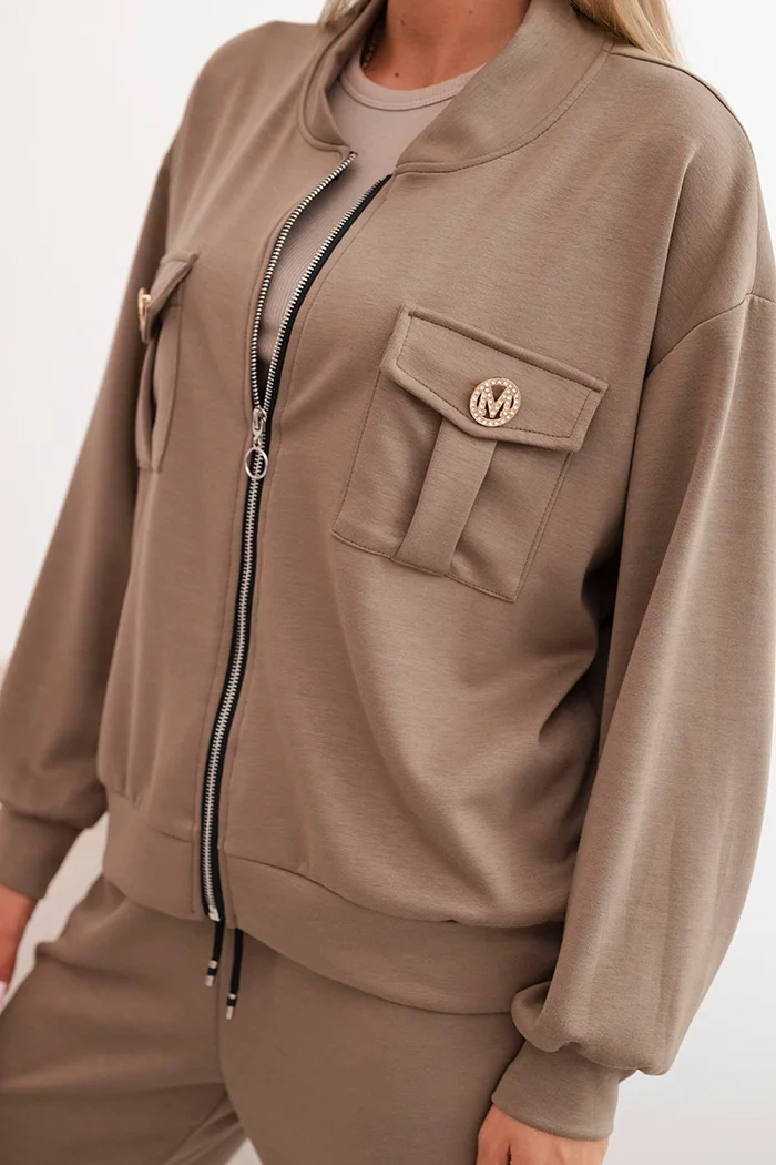 Kesi Włoski Women&#039;s set made of viscose with a button-up sweater and fango pants color