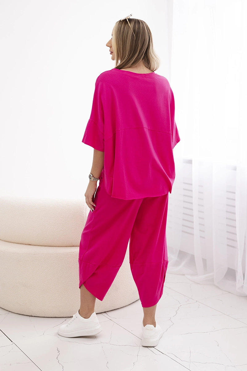 Kesi Włoski Cotton set blouse + trousers fuchsia