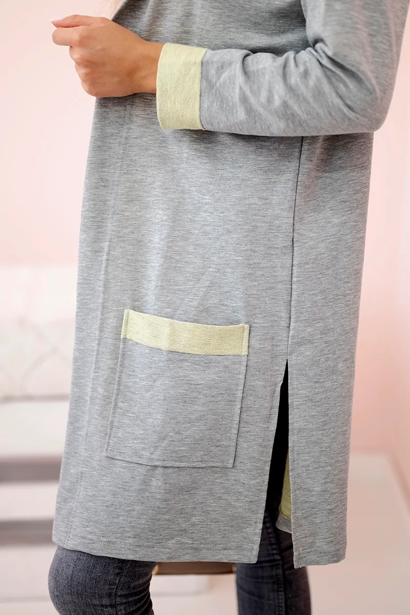 Two-tone cape with hood yellow+gray