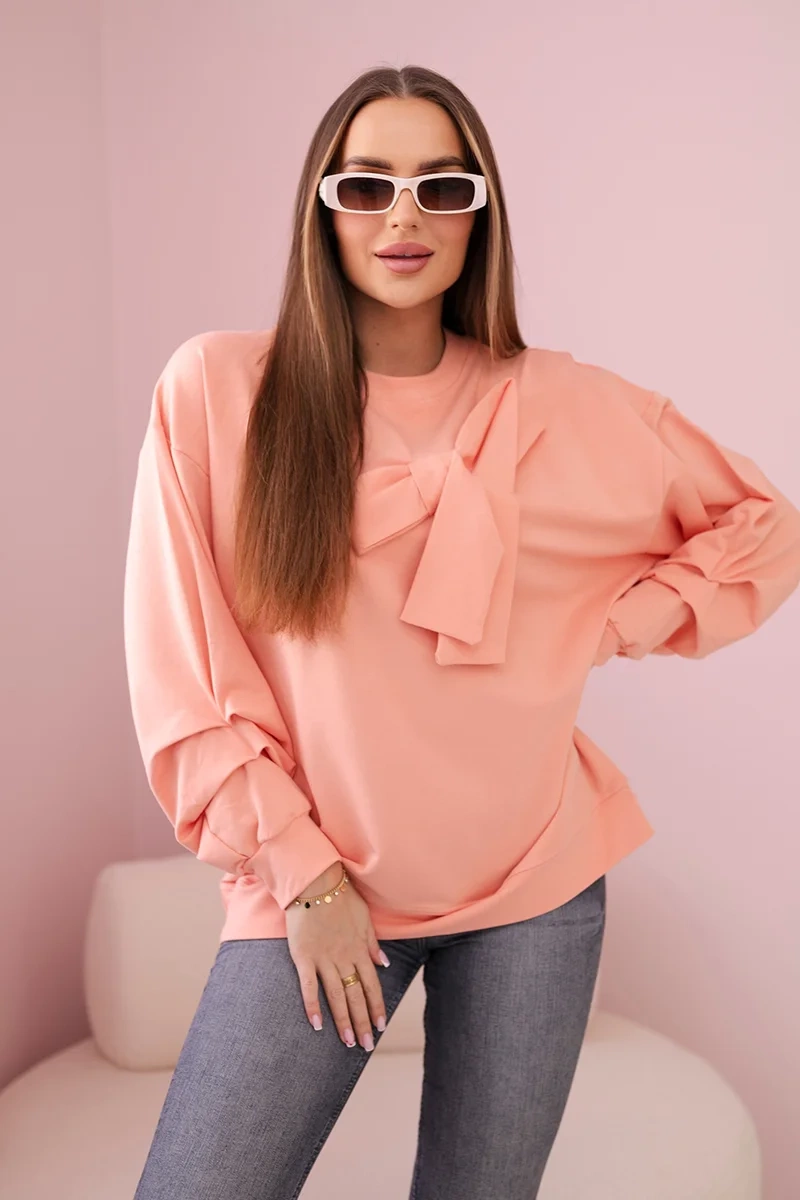 Cotton blouse with apricot bow