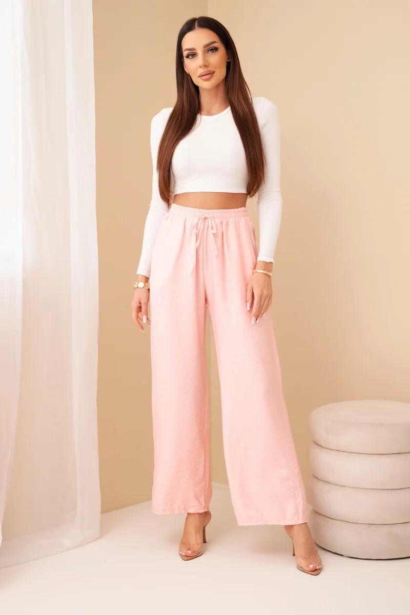 Viscose wide trousers light powder pink