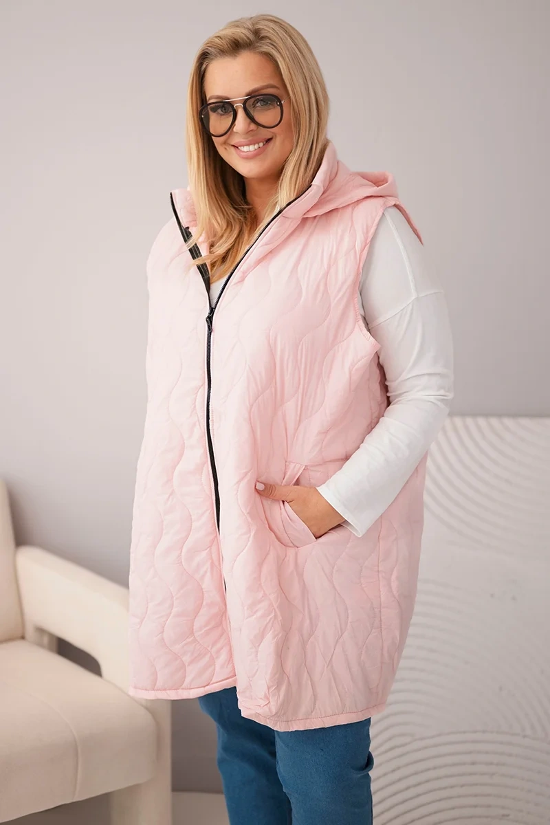 Kesi Dámska plus size prešívaná vesta s kapucňou