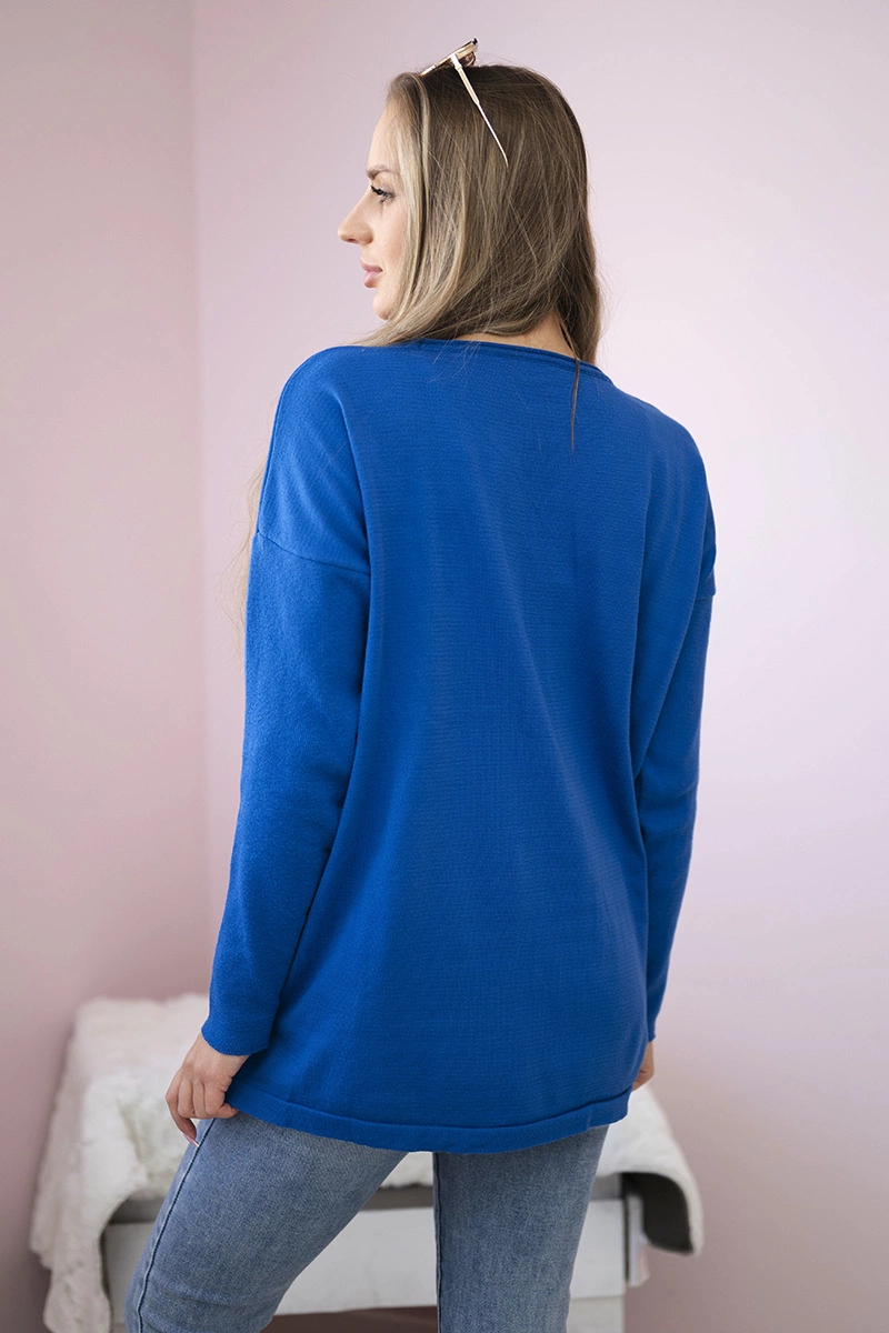 Sweater with front pockets cornflower blue