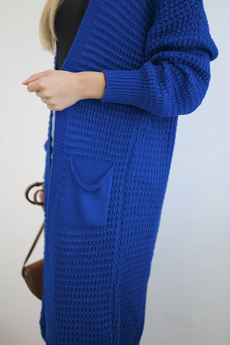 Kesi Włoski Openwork cardigan with pockets cornflower blue