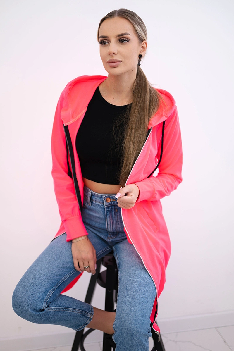 Dress with hood and hood pink neon