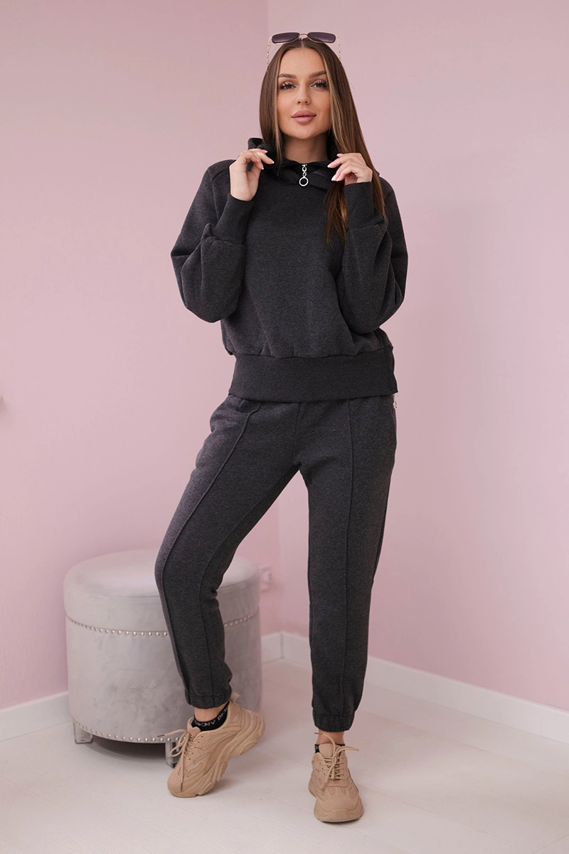 Insulated turtleneck set with graphite hood