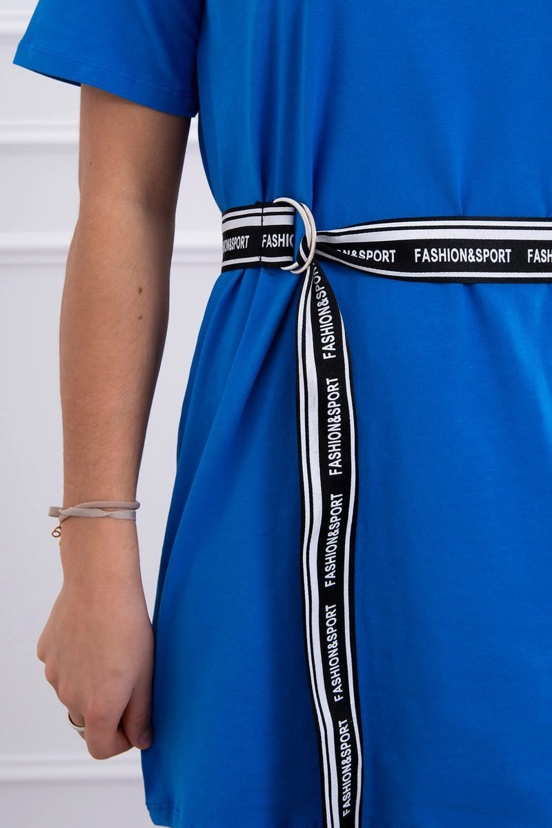 Dress with decorative belt purple-blue