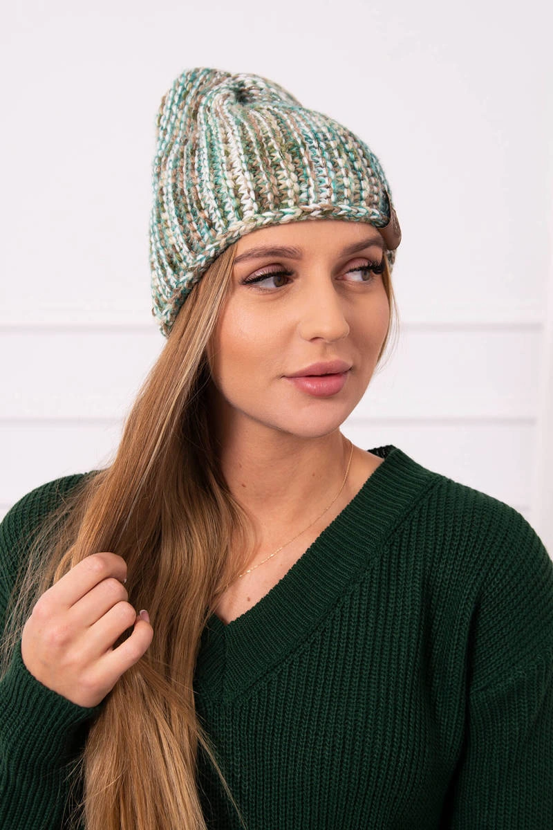 Kesi Čapica s fleece Zoja K306 ecru + zelená