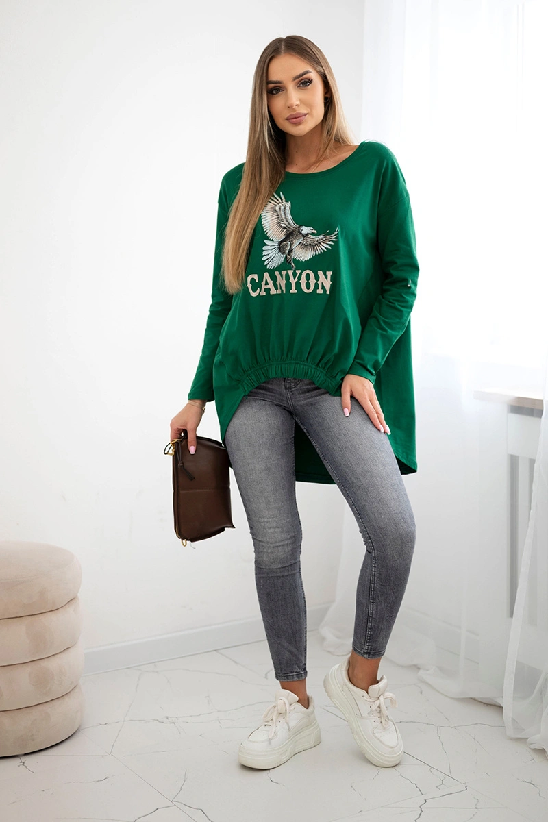 Kesi Women's blouse with eagle and Canyon inscription green