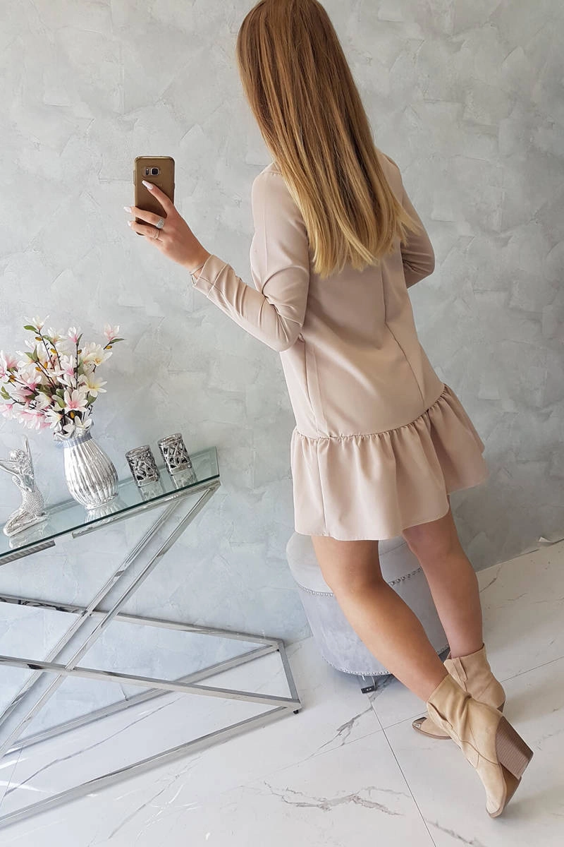 Dress with ruffle beige