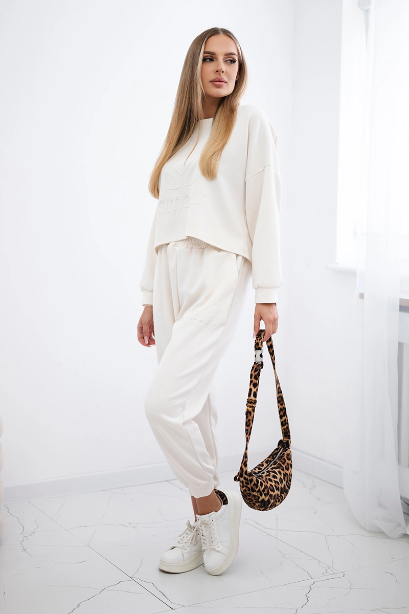 Kesi Włoski Viscose set Amour sweatshirt + pants dark beige