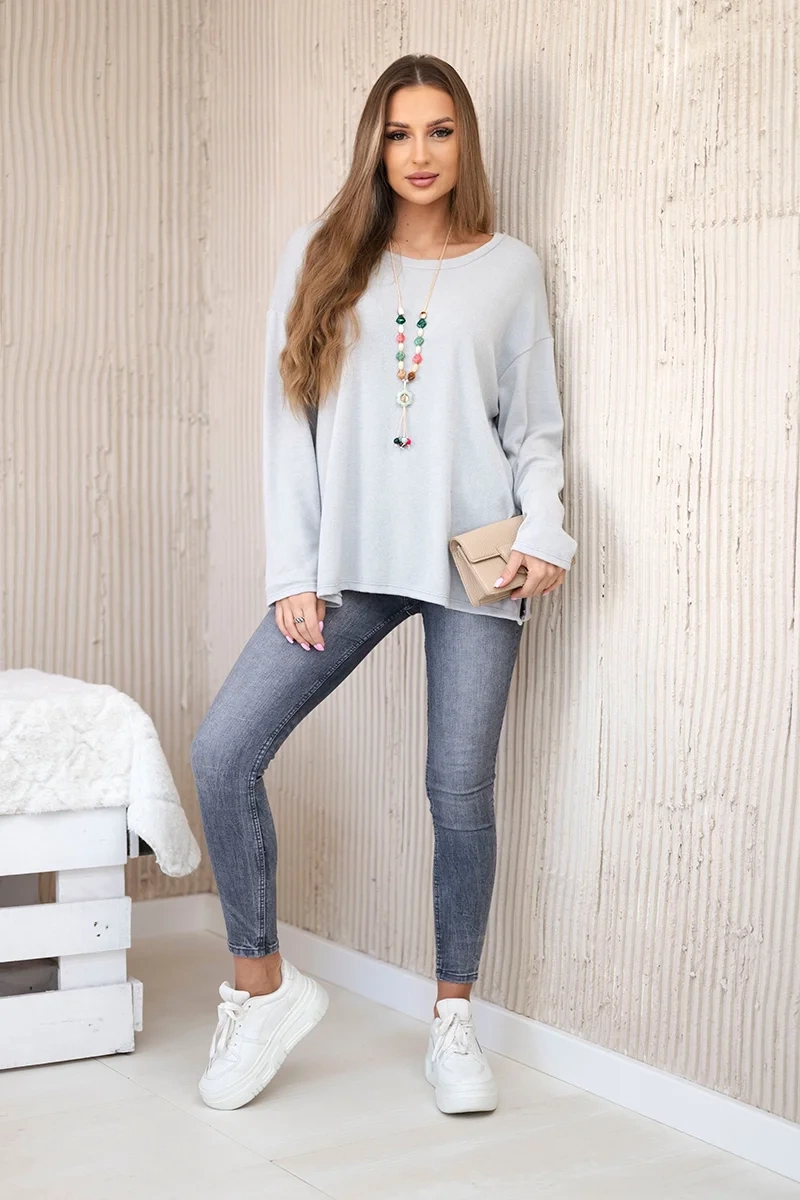 Kesi Włoski Blouse with necklace grey