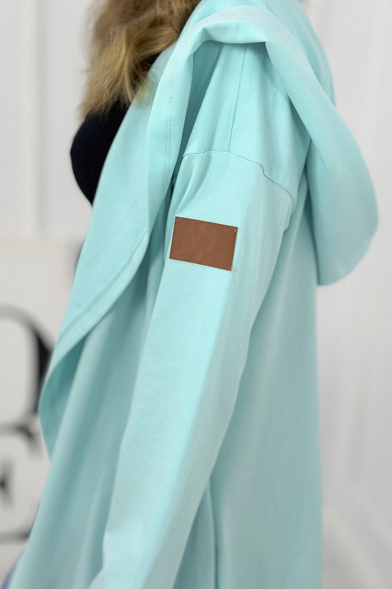 Long hooded cardigan mint