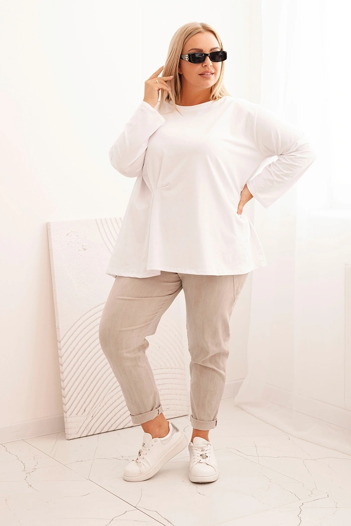Kesi Włoski Dámska blúzka Plus Size z bavlnou s vreckom a zrolovaným rukávom kiwi