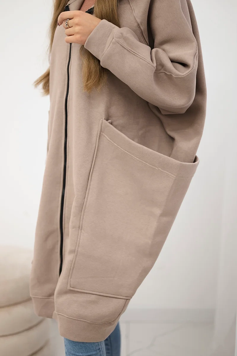 Oversize insulated sweatshirt dark beige