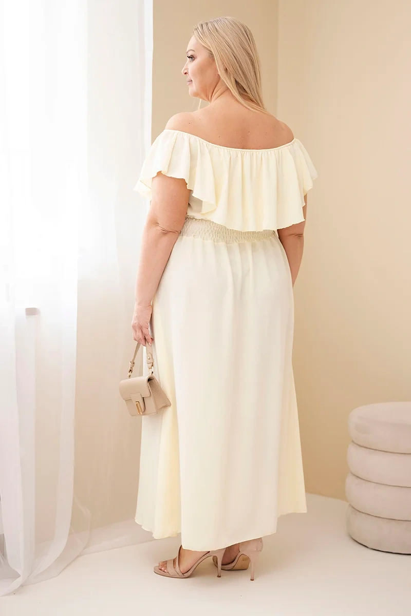 Kesi Włoski Plus Size maxi šaty so zvolánom žlté