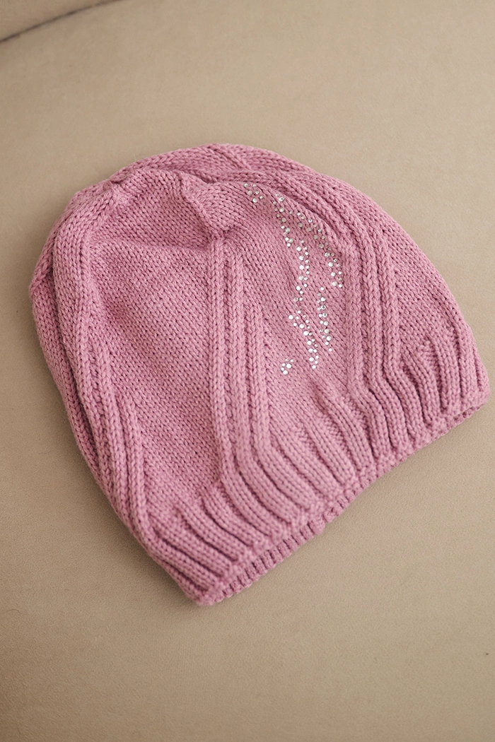 Kesi Women's winter cap with wool in a loose fit K442 pink