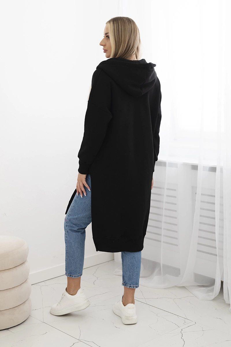 Insulated sweatshirt with slits on the sides black