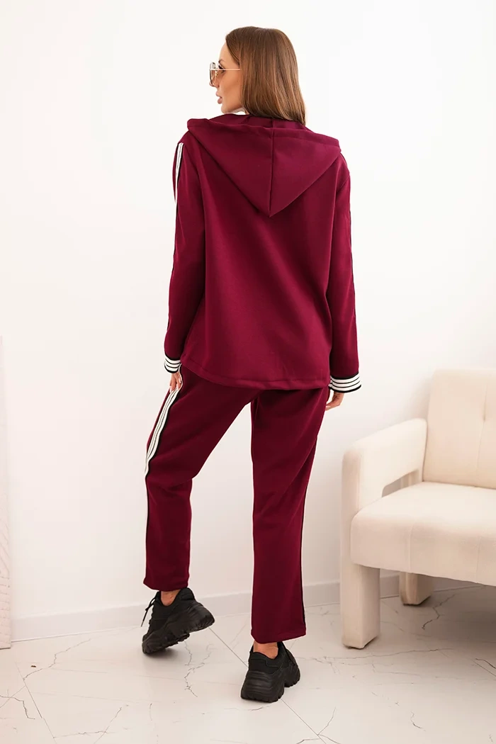 Kesi Włoski Women's set with viscose, featuring piping and a sports jacket plum