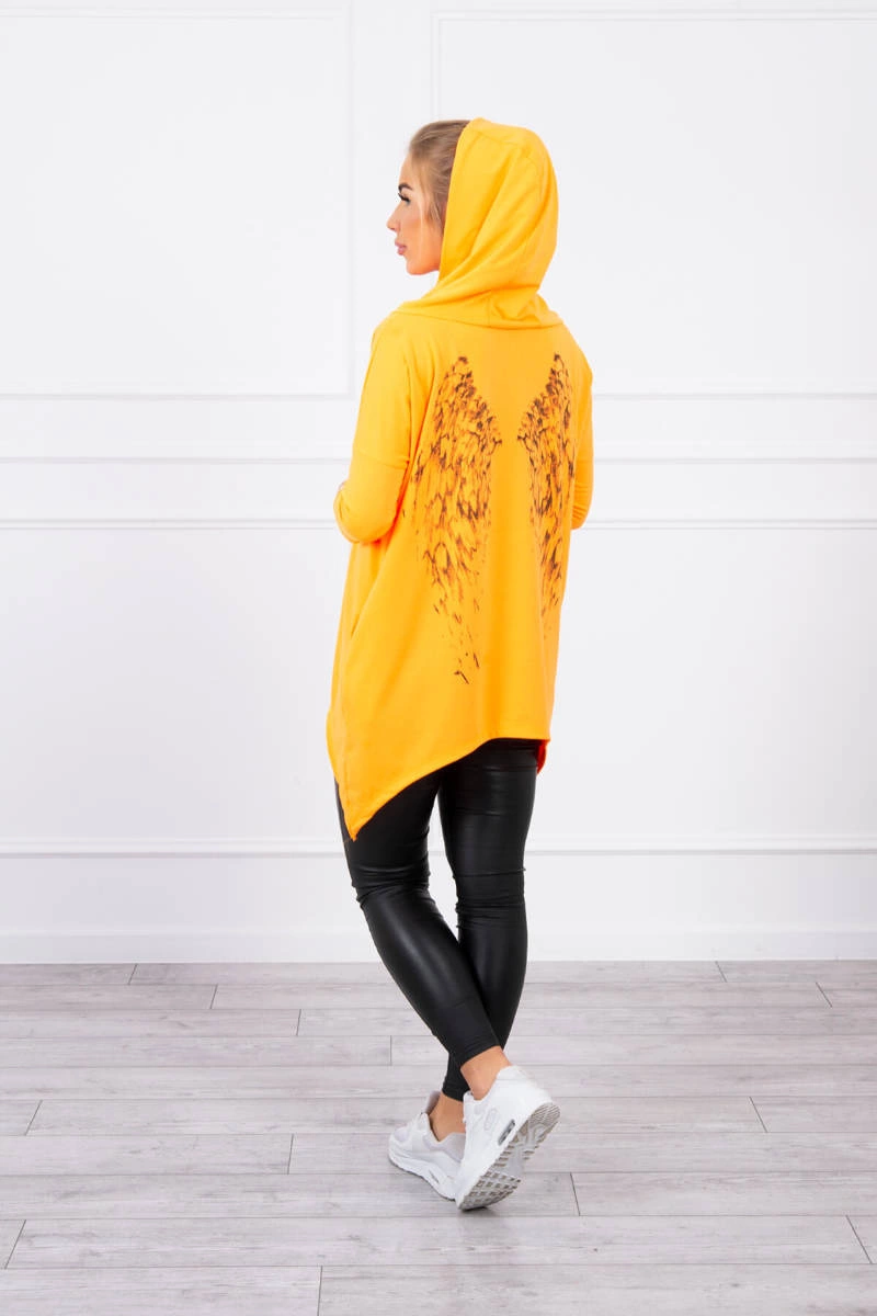 Sweatshirt with wing print orange neon