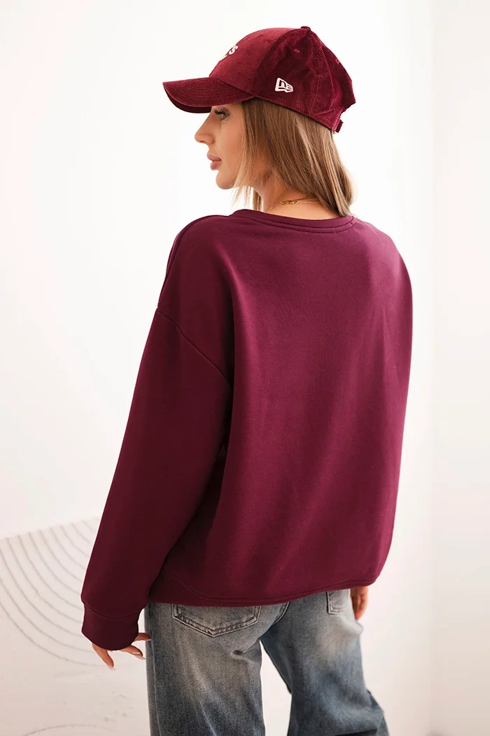 Kesi Włoski Women's cotton sweatshirt with a cat print and text plum