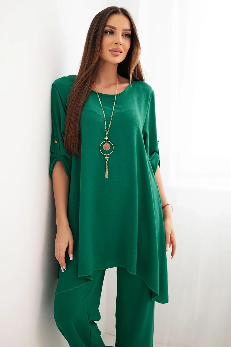 Set blouse + trousers with pendant green