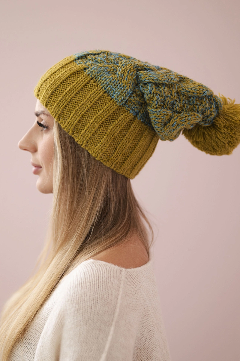 Kesi Cap with fleece Paryż K213 kiwi + turquoise