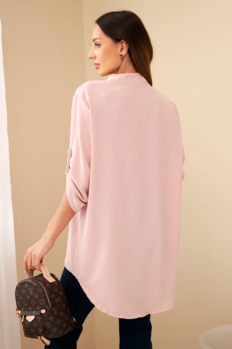 Blouse with a longer back powder pink