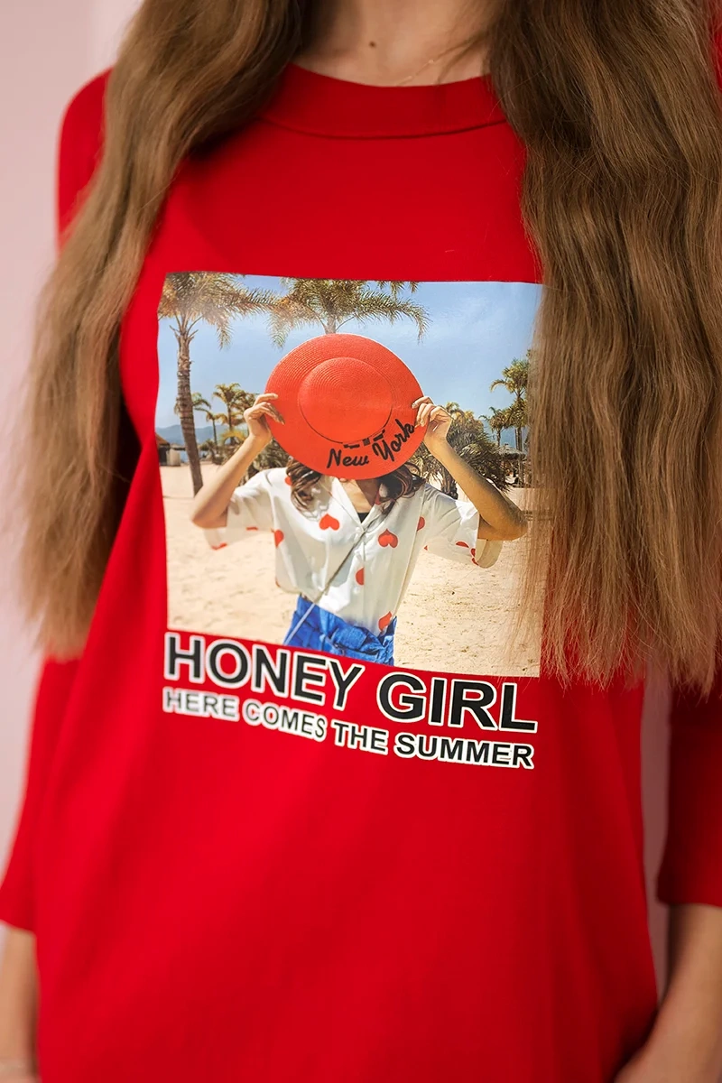 Honey girl red print dress