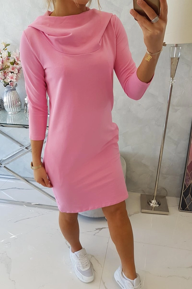Dress with hood and pockets light pink