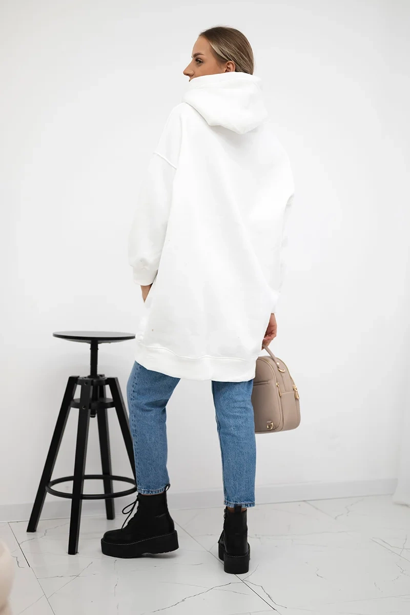 Insulated sweatshirt with embroidered oversize ecru inscription