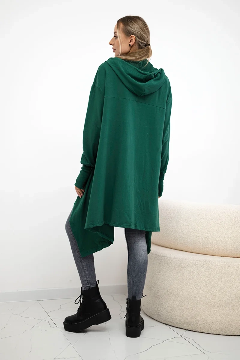 Flared dark green blouse at the bottom