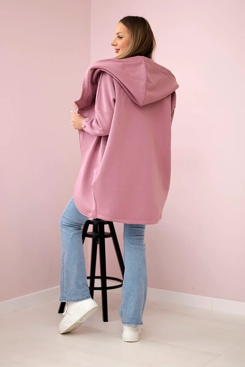 Sweatshirt with short zip dark pink