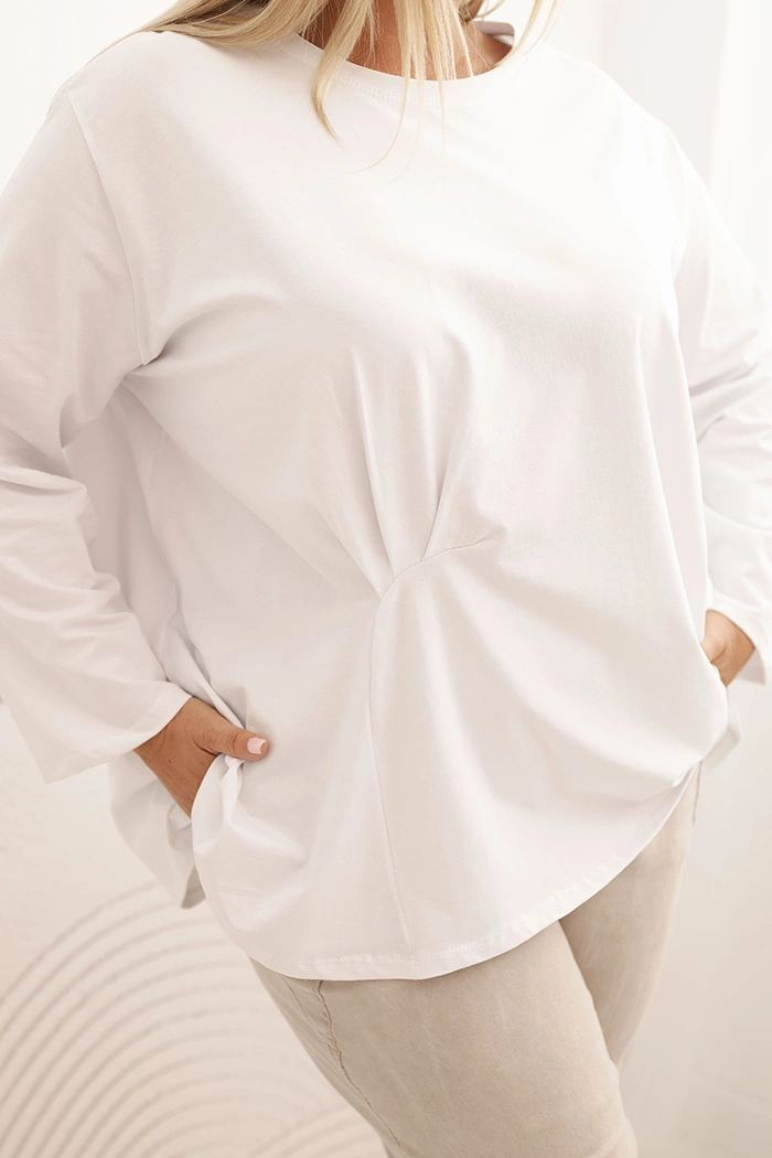 Kesi Włoski Dámska blúzka Plus Size z bavlnou s vreckom a zrolovaným rukávom kiwi