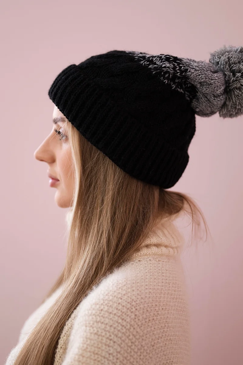 marka niezdefiniowana Čapica s fleece Ilona K218 čierna+sivá