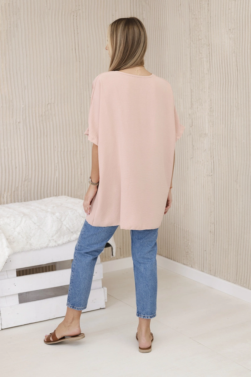 Kesi Włoski Oversized blouse with pendant dark powder pink