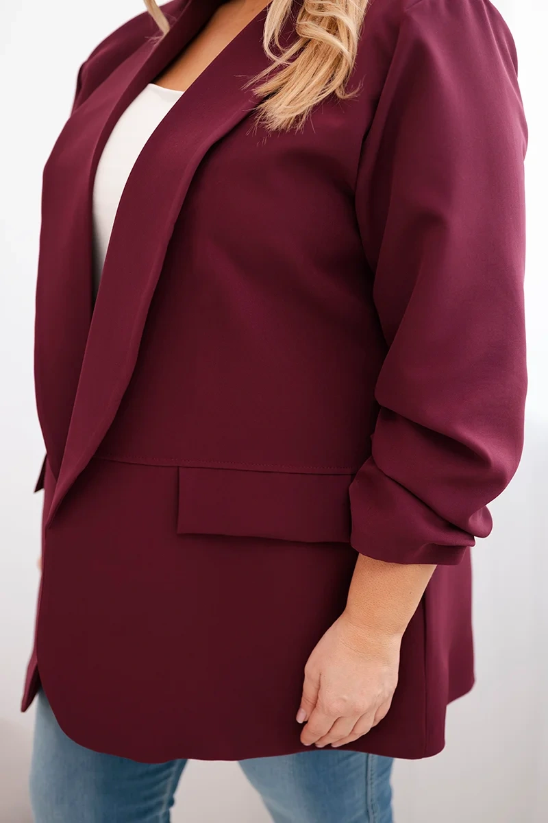 Elegantný plus size dámsky sako v slivkovej farbe
