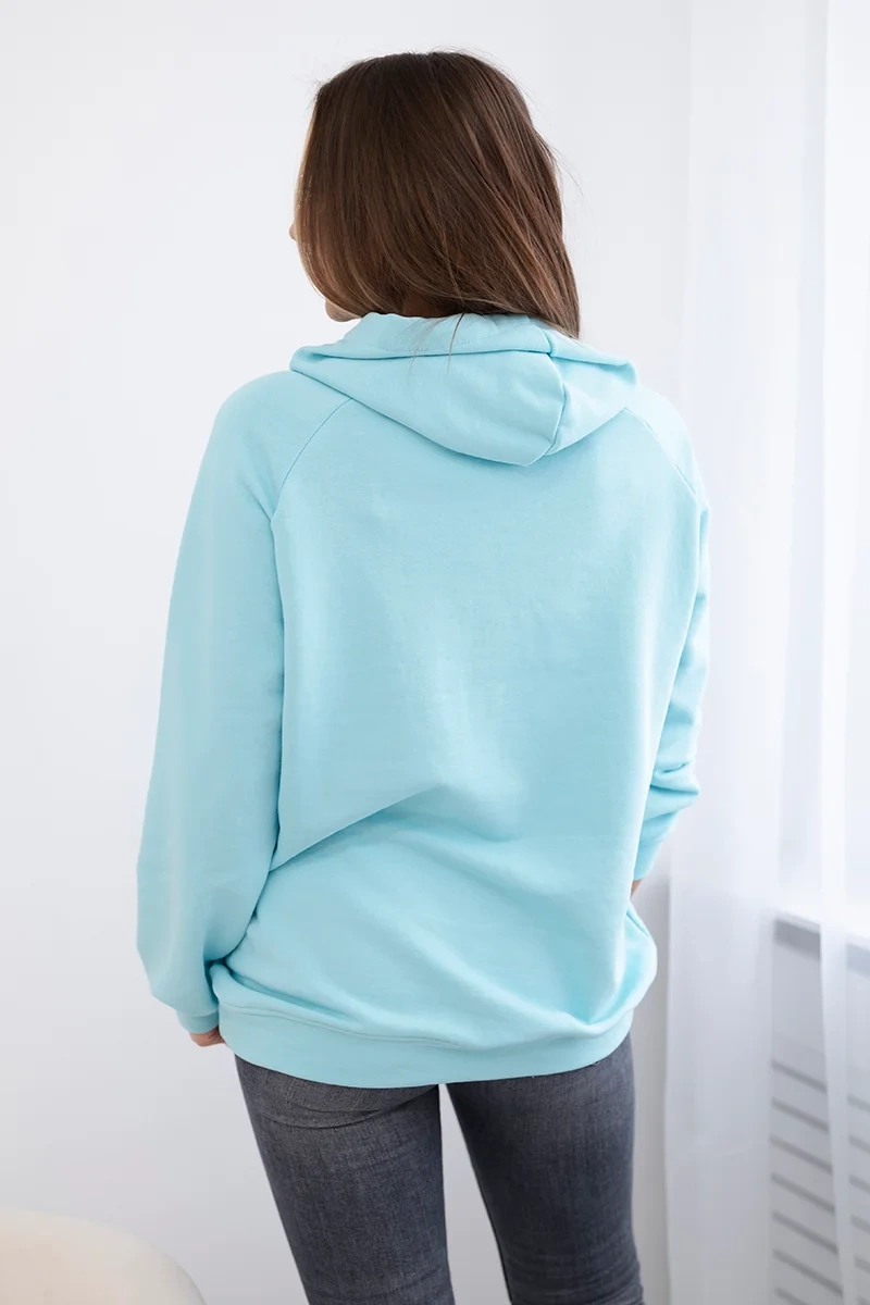 Cotton sweatshirt with mint hood