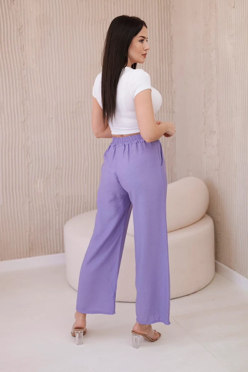 Viscose wide trousers in purple color