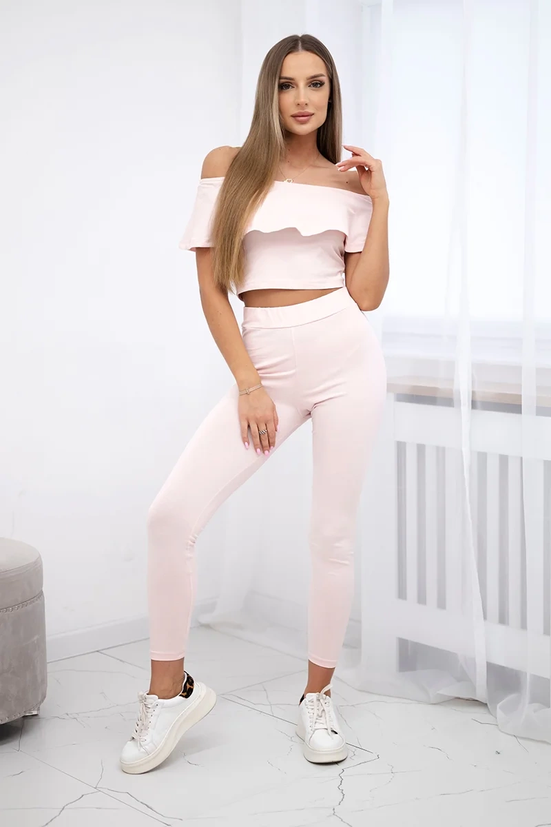 Set with a powder pink ruffle