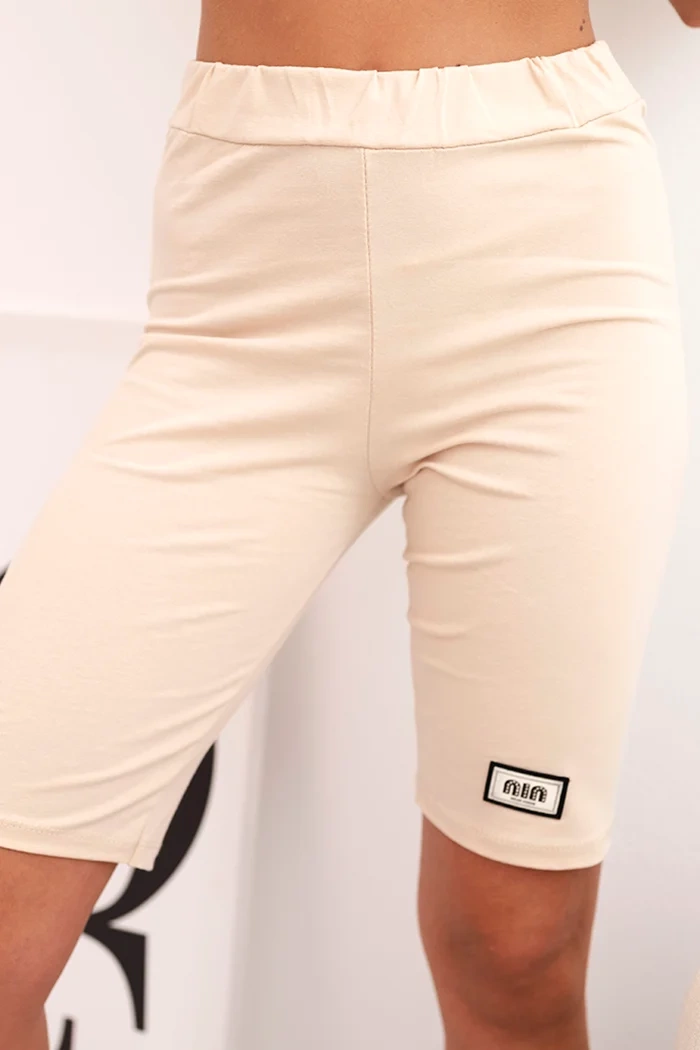 Kesi Włoski Women&#039;s cotton set with short sleeves and shorts beige