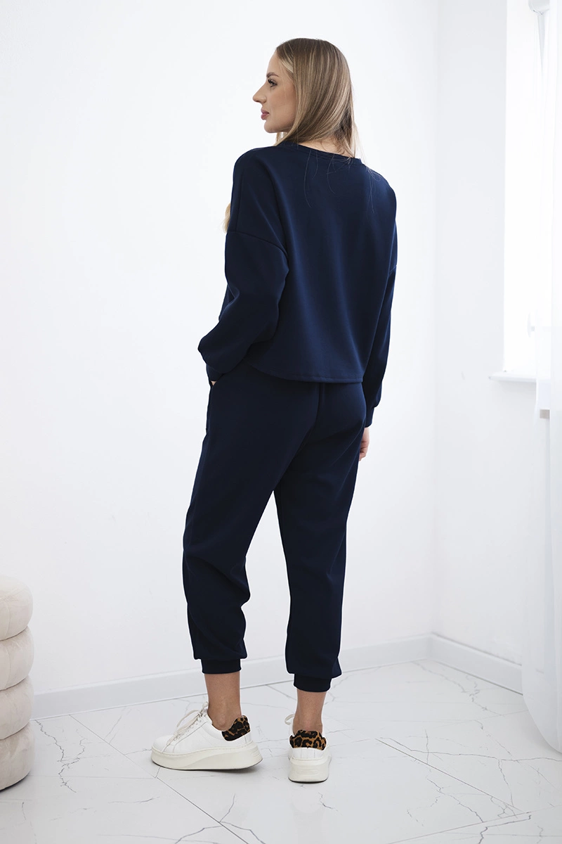 Kesi Włoski Viscose set Amour sweatshirt + pants navy blue